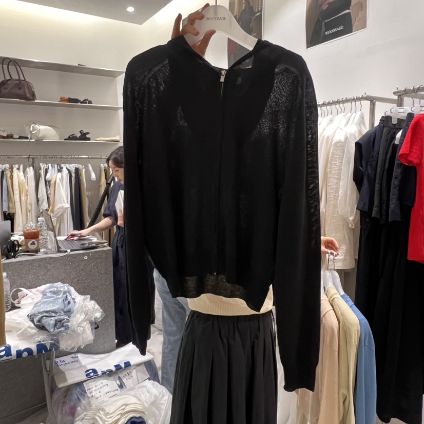 WOOD SAGE東大門代購女裝新款熱賣推薦針織衫拉鏈亞麻連帽WOOD SAGE針織衫圖色6