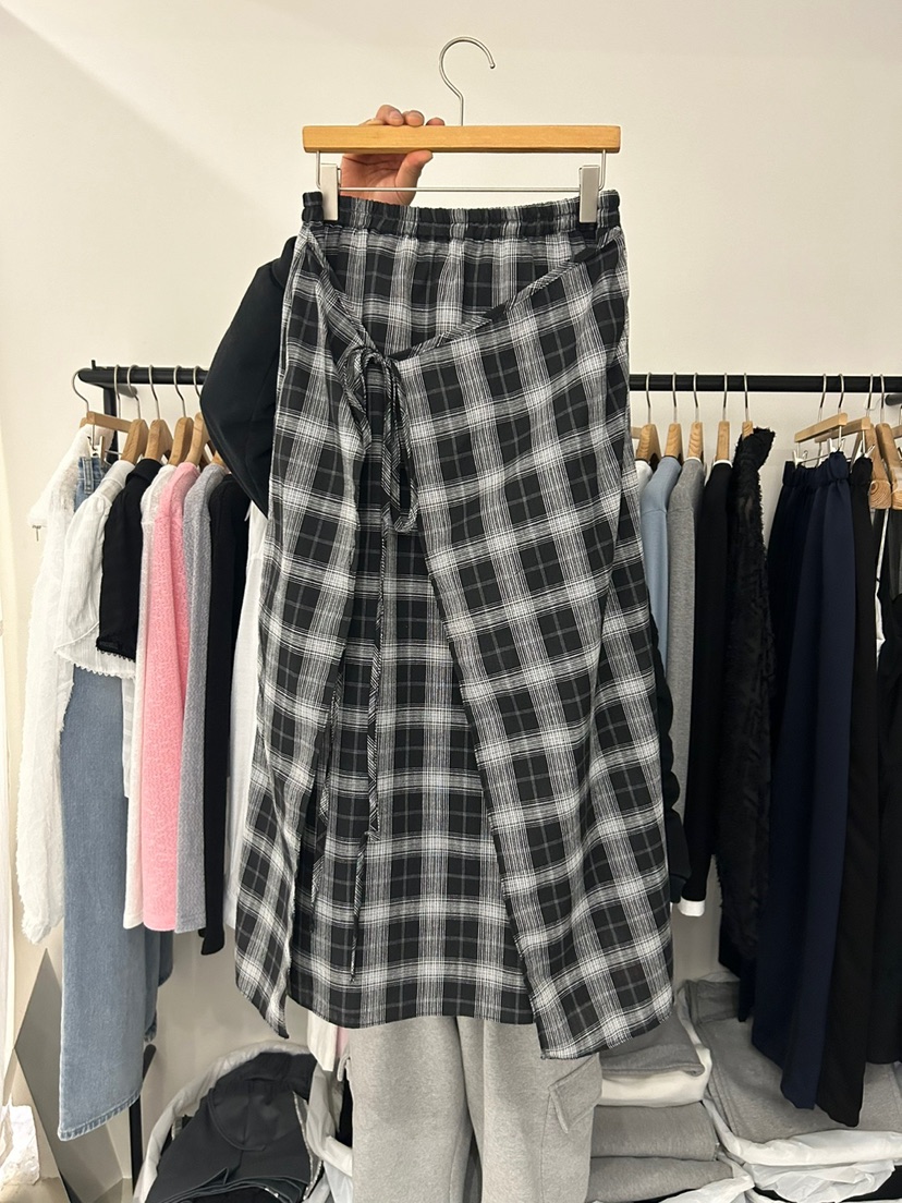 AS THOUGHT東大門代購女士新品真品25春夏熱賣職業長裙格紋AS THOUGHT長裙圖色2