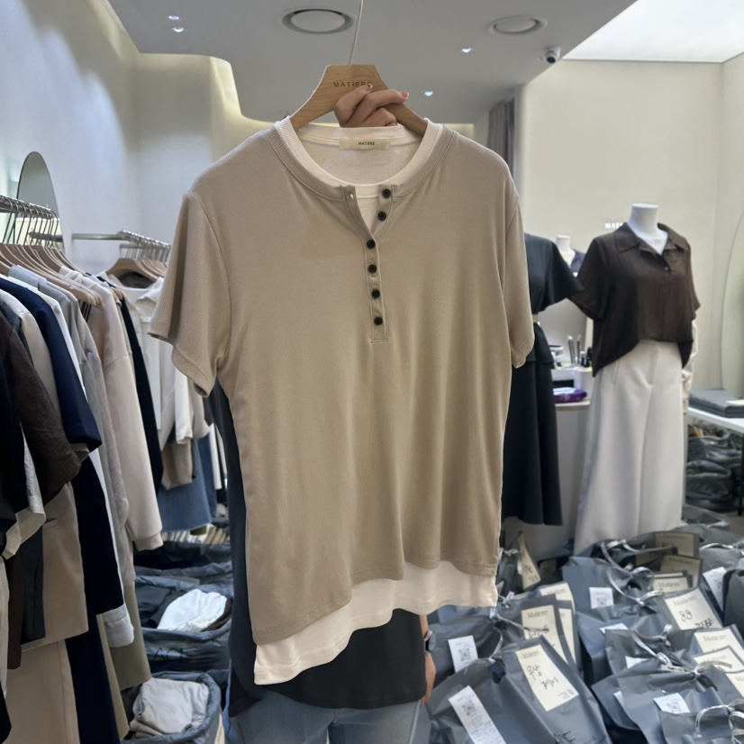 MATIERE東大門代購女裝新品休閑時尚推薦真品25春夏T恤假兩件MATIERET恤圖色2