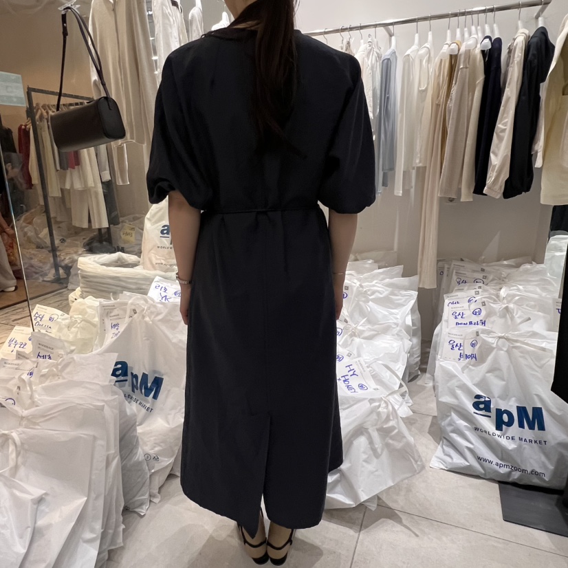 WOOD SAGE韓國代購女裝新款人氣25春夏休閑時尚連衣裙含腰繩WOOD SAGE連衣裙