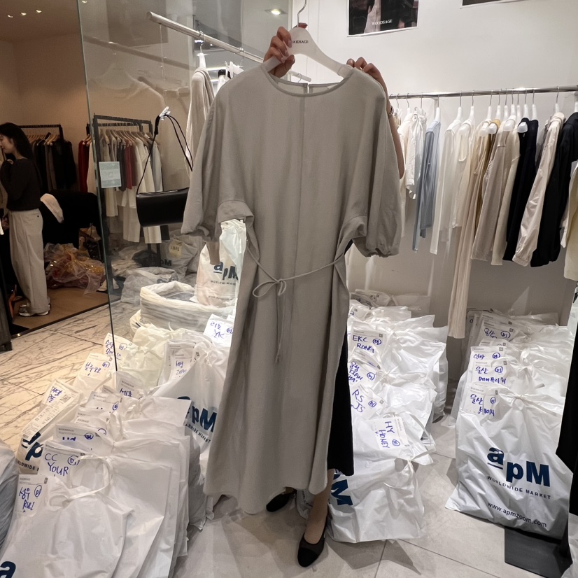 WOOD SAGE韓國代購女裝新款人氣25春夏休閑時尚連衣裙含腰繩WOOD SAGE連衣裙圖色2