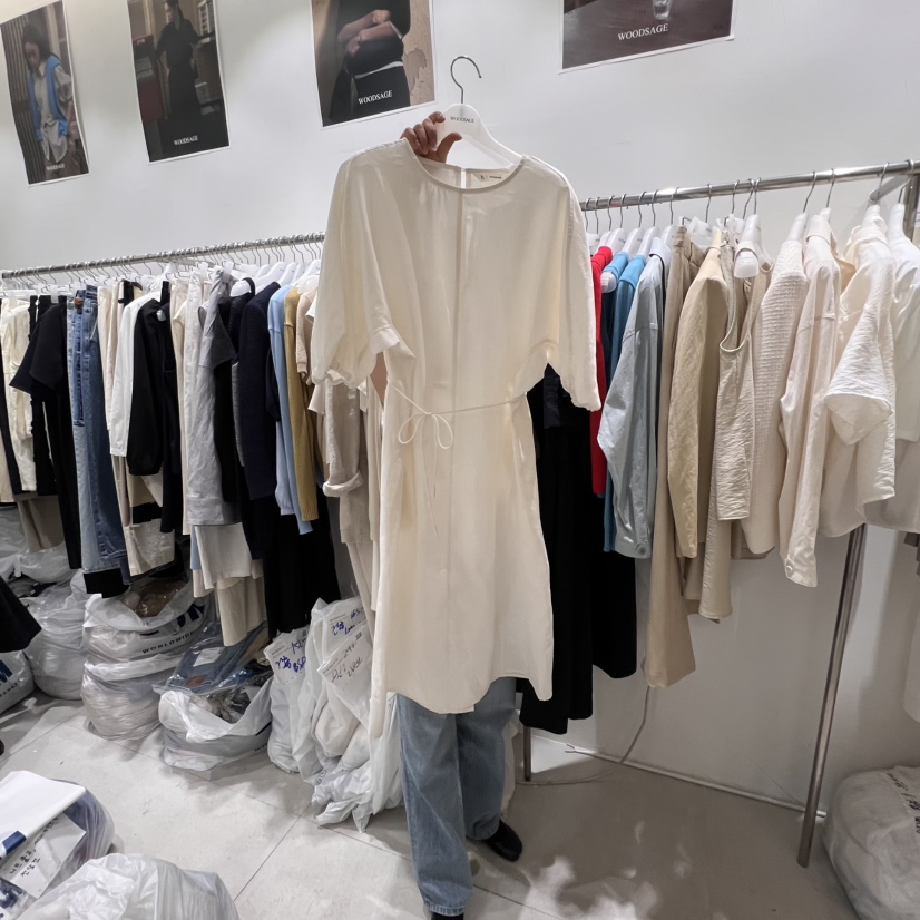 WOOD SAGE韓國代購女裝新款人氣25春夏休閑時尚連衣裙含腰繩WOOD SAGE連衣裙圖色3