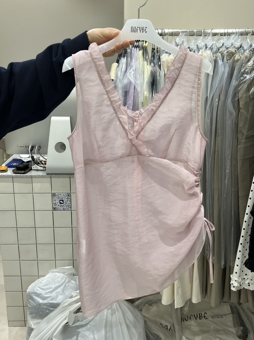 NOFYBE東大門直郵女裝新品時尚25春夏休閑熱賣吊帶背心歐根紗NOFYBE吊帶/背心