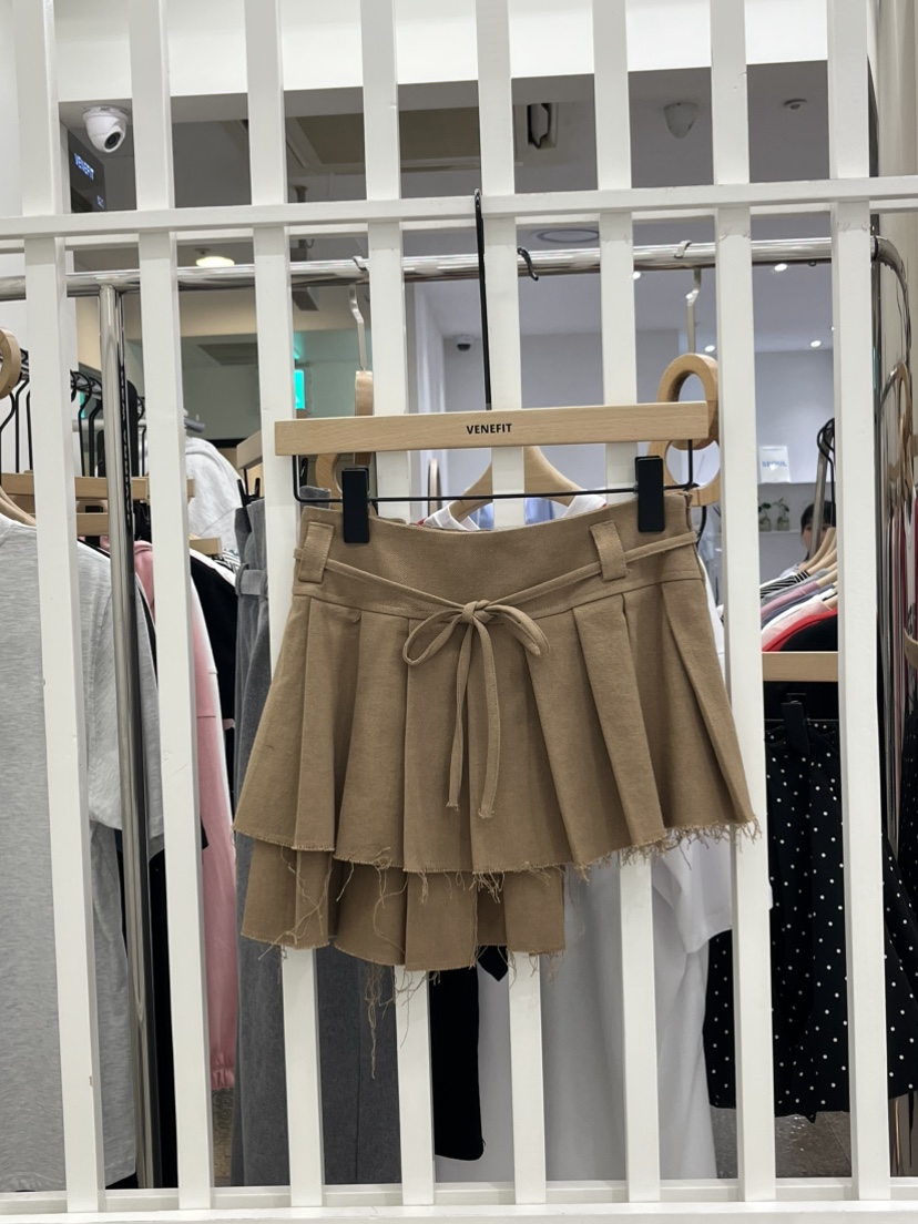 VENEFIT韓國㊣直郵東大門代購女裝新品推薦人氣休閑短裙含腰繩VENEFIT/JENNIE短裙