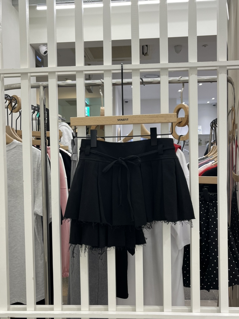 VENEFIT韓國㊣直郵東大門代購女裝新品推薦人氣休閑短裙含腰繩VENEFIT/JENNIE短裙圖色3