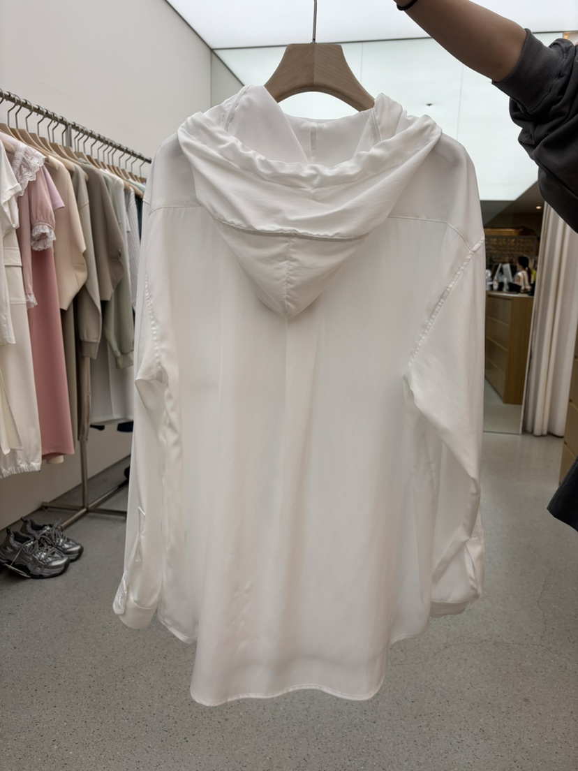 JUJU直郵韓國代購㊣女裝新品人氣熱賣25春夏襯衫蕾絲衫口袋兜帽JUJU襯衫/蕾絲衫