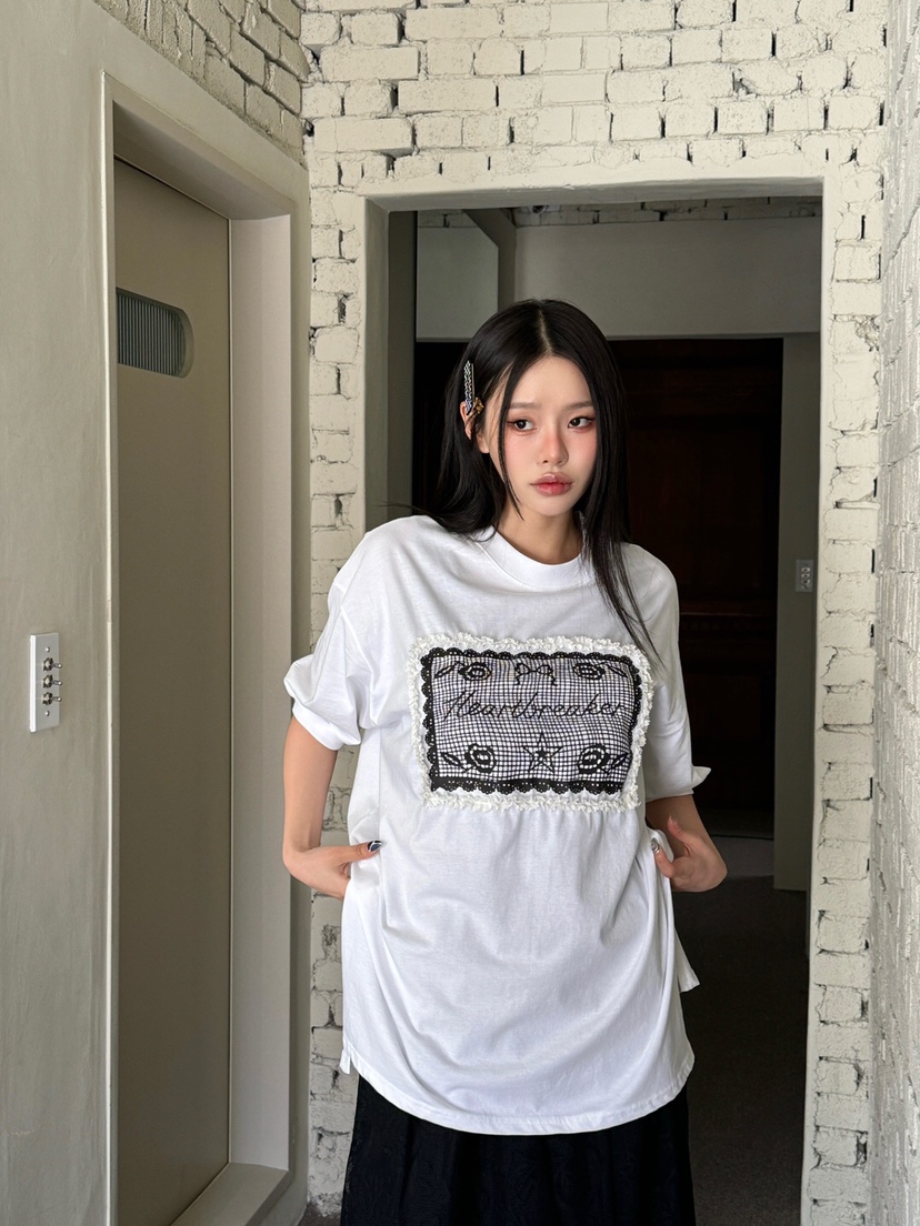 MAISONDEGLORY韓國直郵㊣女裝新品推薦人氣25春夏休閑T恤蕾絲MAISON DE GLORYT恤