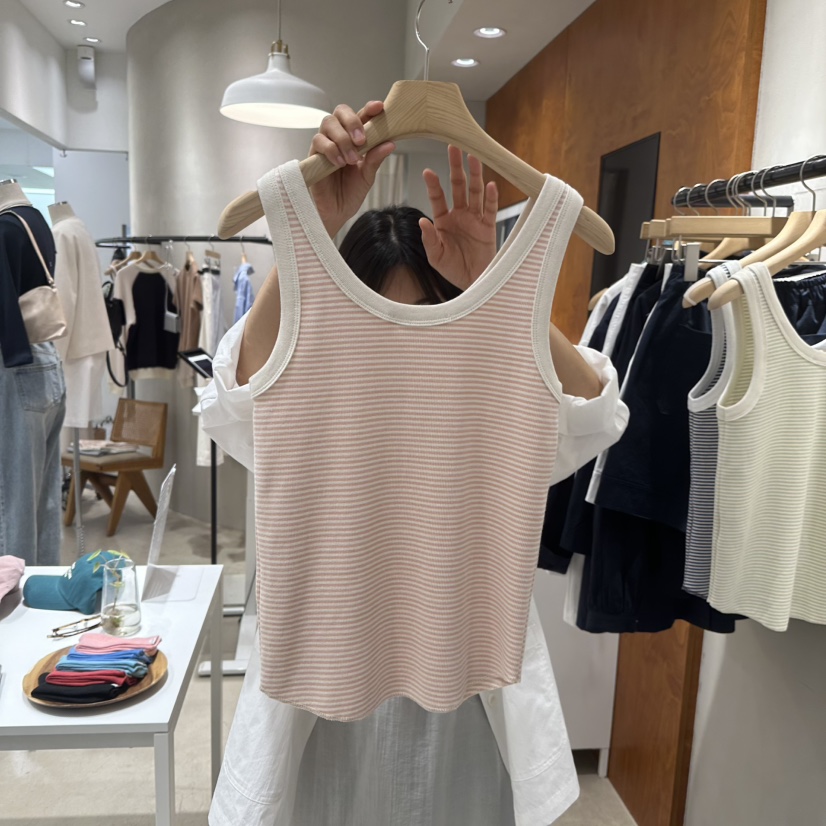 BOUTIQUE SEOUL-P直郵韓國代購㊣女裝新品推薦25春夏吊帶背心But ton/BOUTIQUE SEOUL吊帶/背心