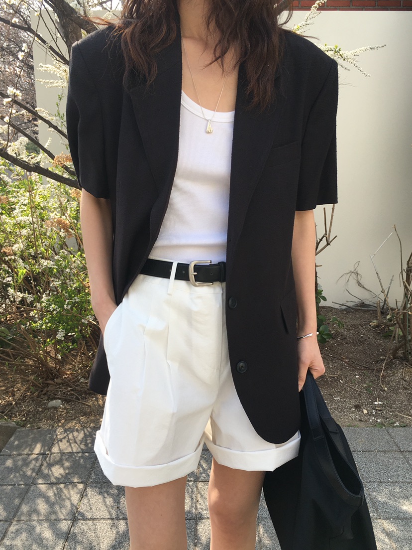 OURS韓國㊣直郵東大門代購女裝新款25春夏時尚夾克透明亞麻OURS夾克