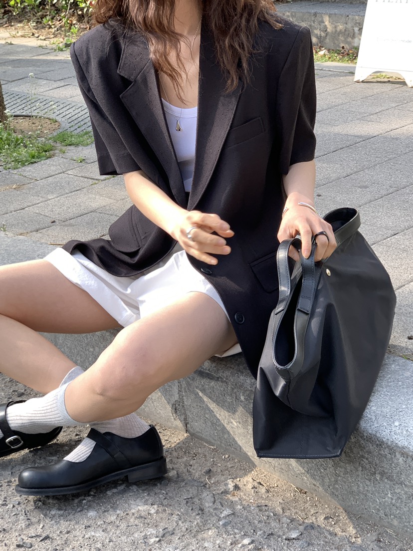 OURS韓國㊣直郵東大門代購女裝新款25春夏時尚夾克透明亞麻OURS夾克