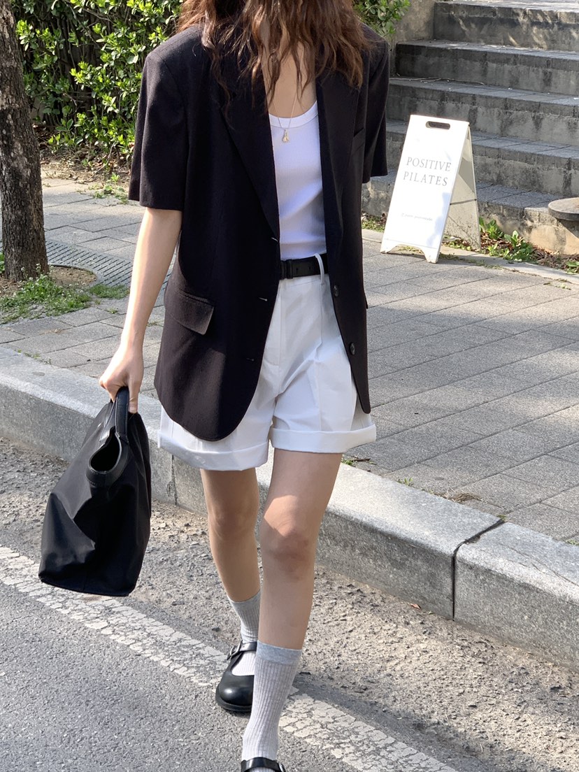 OURS韓國㊣直郵東大門代購女裝新款25春夏時尚夾克透明亞麻OURS夾克