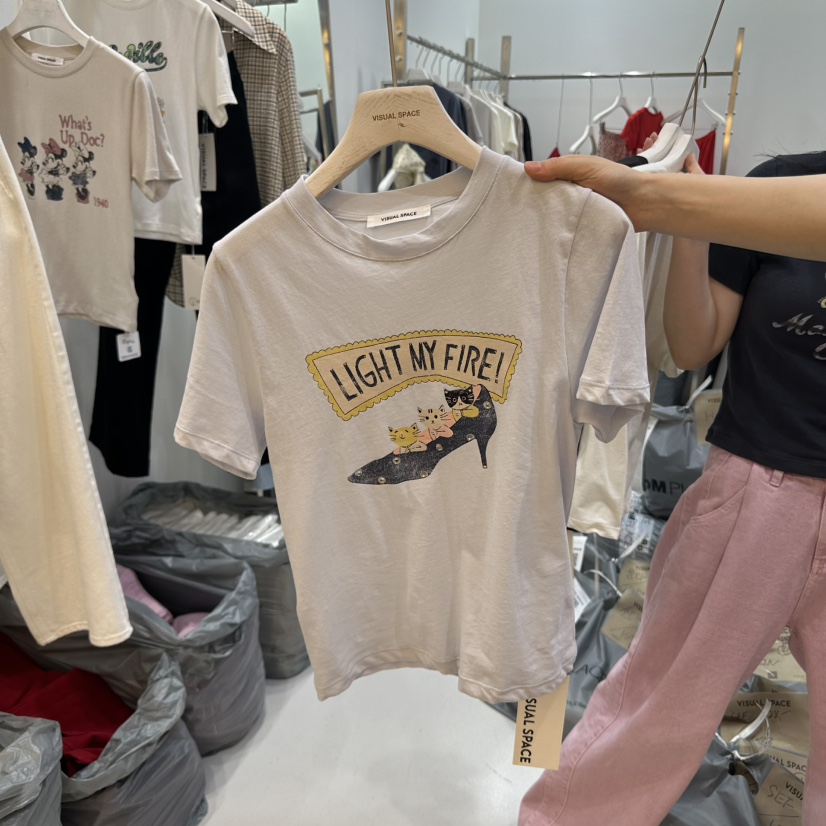 VISUAL SPACE韓國直郵㊣東大門實拍女裝新品休閑推薦25春夏T恤VISUAL SPACET恤圖色3