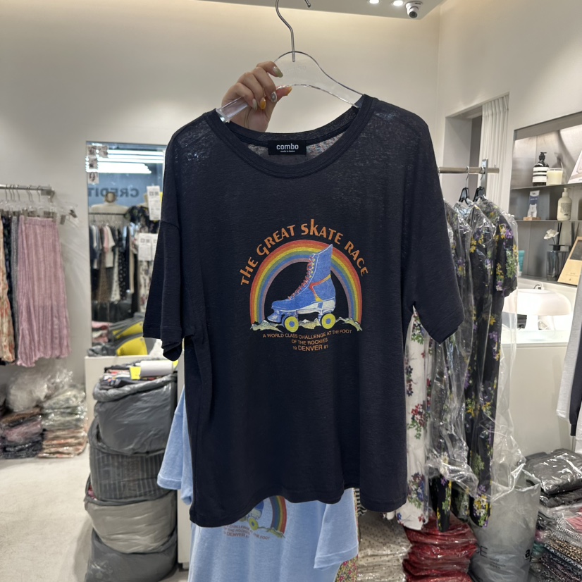 COMBO韓國直郵㊣東大門實拍女裝新款推薦熱賣時尚人氣休閑T恤COM_BOT恤圖色3