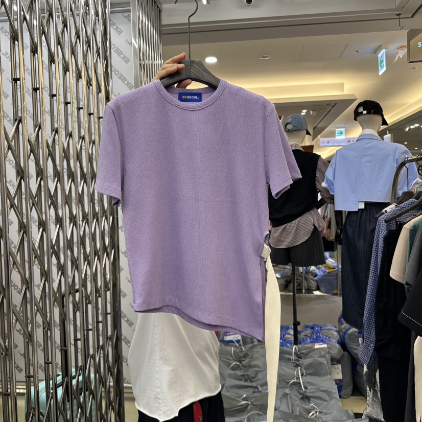 5K直郵韓國代購㊣女裝新款休閑推薦人氣熱賣時尚25春夏T恤腰帶5KT恤圖色1