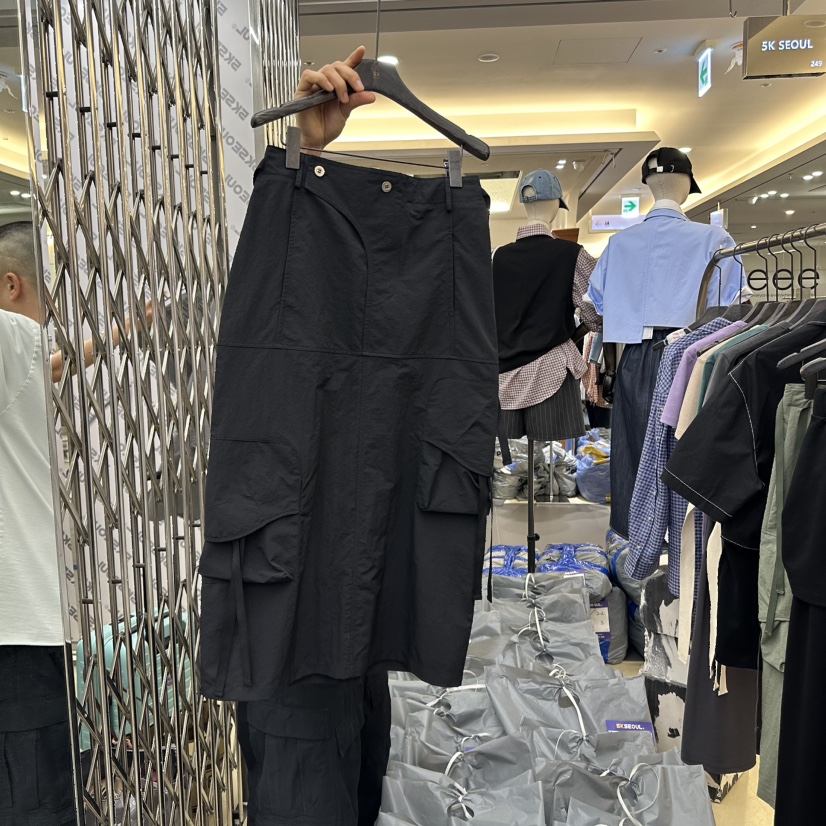 5K韓國直郵㊣東大門實拍女裝新款25春夏推薦休閑長裙口袋工裝5K長裙圖色2