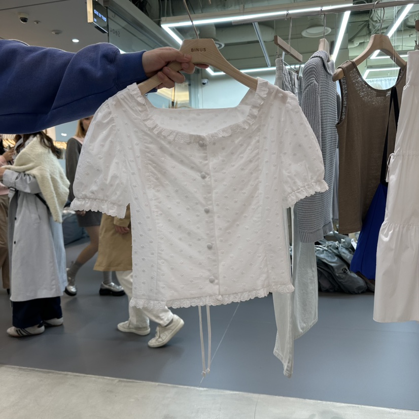 BINUS直郵韓國代購㊣女裝新品人氣熱賣時尚25春夏襯衫蕾絲衫BINUS襯衫/蕾絲衫