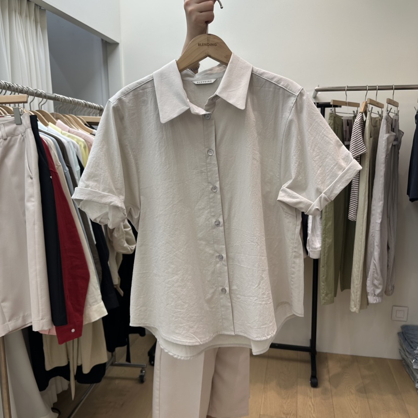 BLENDING-p韓國㊣直郵東大門代購女裝新品休閑襯衫蕾絲衫棉質BLENDING襯衫/蕾絲衫圖色4