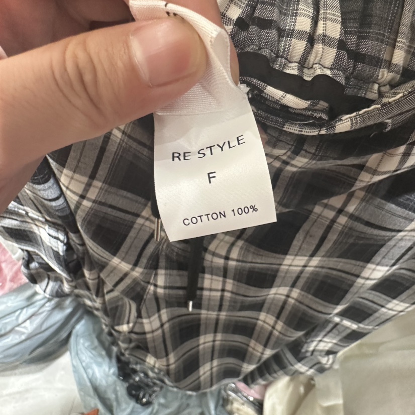 RE STYLE-Q韓國直郵㊣東大門實拍女裝新款時尚休閑褲工裝褲格紋RE STYLE休閑褲