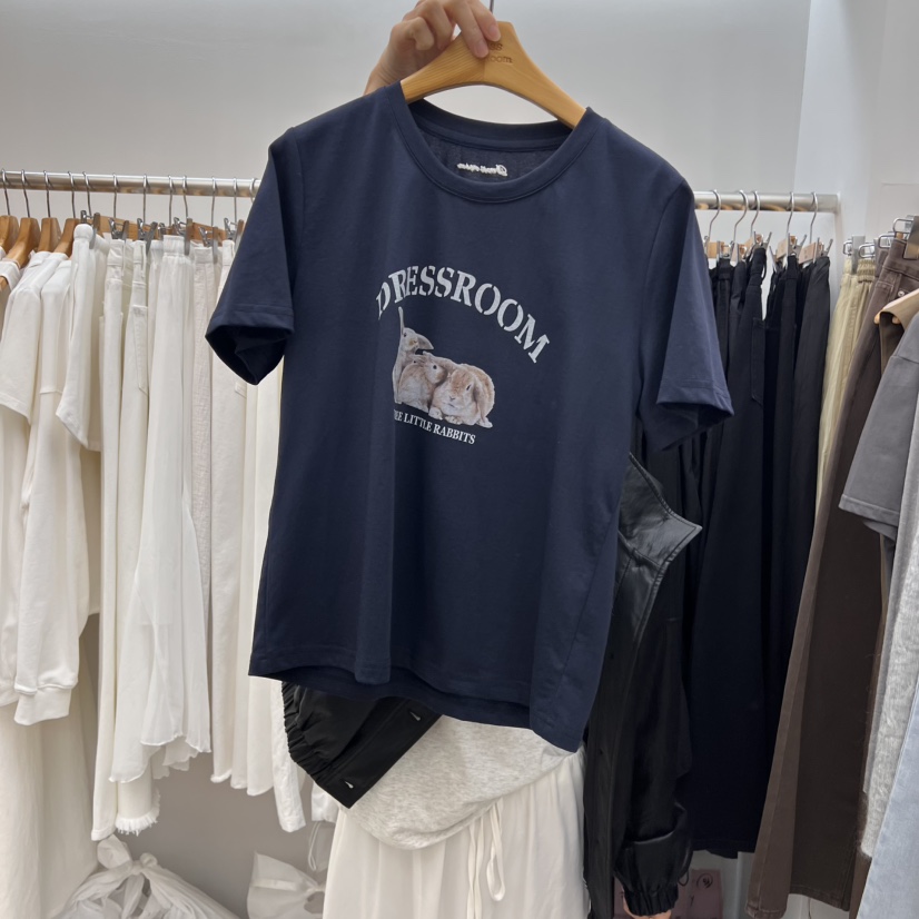 DRESS ROOM直郵韓國代購㊣女裝新品熱賣人氣25春夏T恤兔子DRESS ROOMT恤圖色3