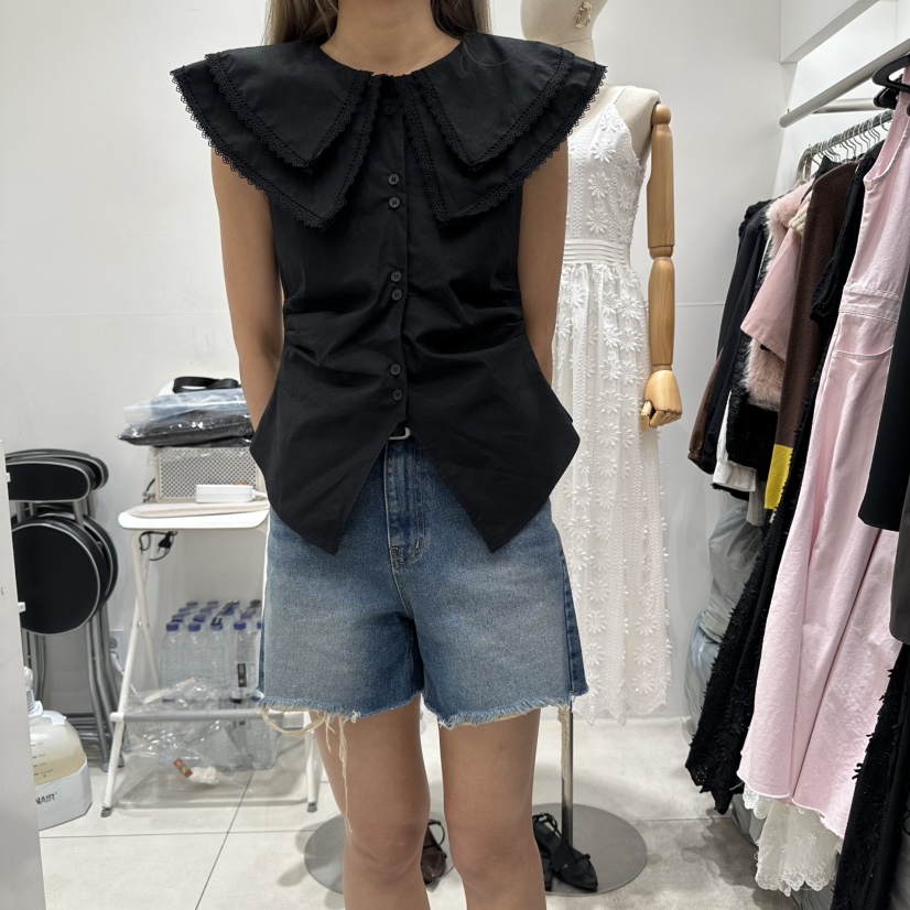 XPARTY韓國直郵㊣女裝新品熱賣推薦人氣休閑25春夏襯衫蕾絲衫XPARTY襯衫/蕾絲衫圖色2