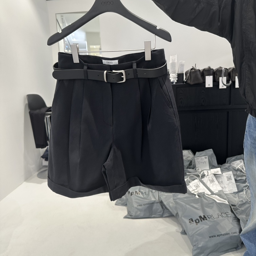 OSOO韓國㊣直郵東大門代購女裝新品時尚人氣25春夏短褲不含腰帶OSOO短褲圖色2