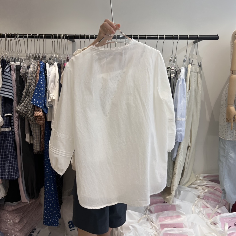 RIVEROOM韓國直郵㊣東大門實拍女裝新品25春夏休閑襯衫蕾絲衫RIVEROOM襯衫/蕾絲衫