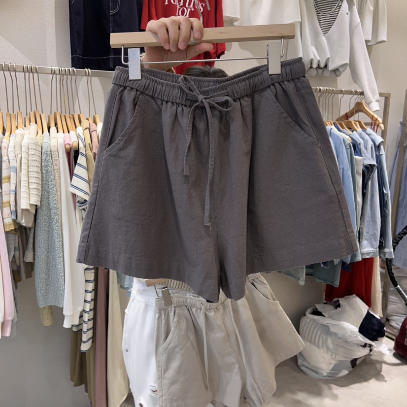 HIPTIQUE韓國㊣直郵東大門代購女裝新品25春夏推薦短褲亞麻HIPTIQUE短褲