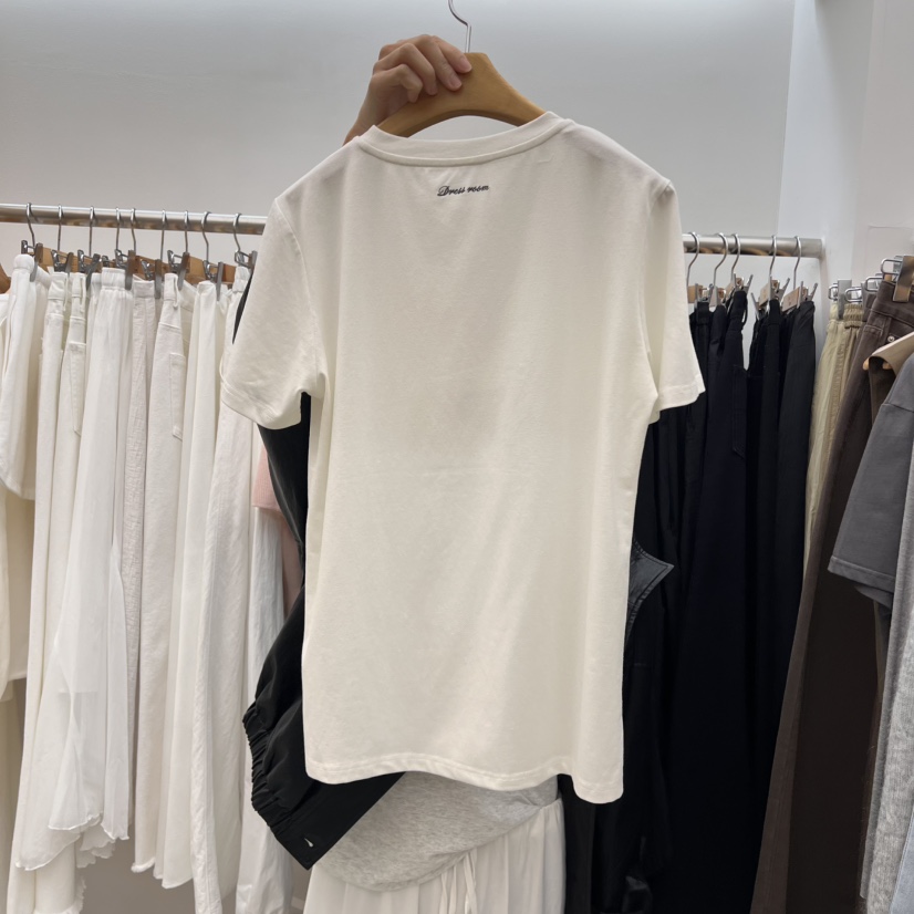 DRESS ROOM韓國㊣直郵東大門代購女裝新款熱賣25春夏休閑T恤DRESS ROOMT恤