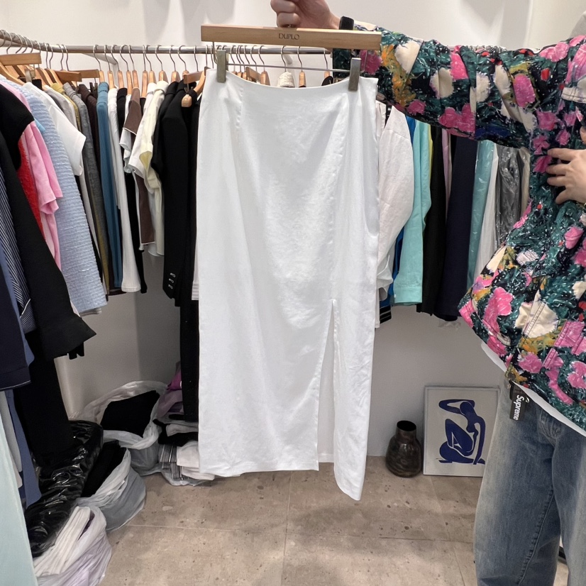DUPLO直郵韓國代購㊣女裝新品休閑熱賣推薦半身裙中短裙亞麻DUPLO半身裙/中短裙圖色2