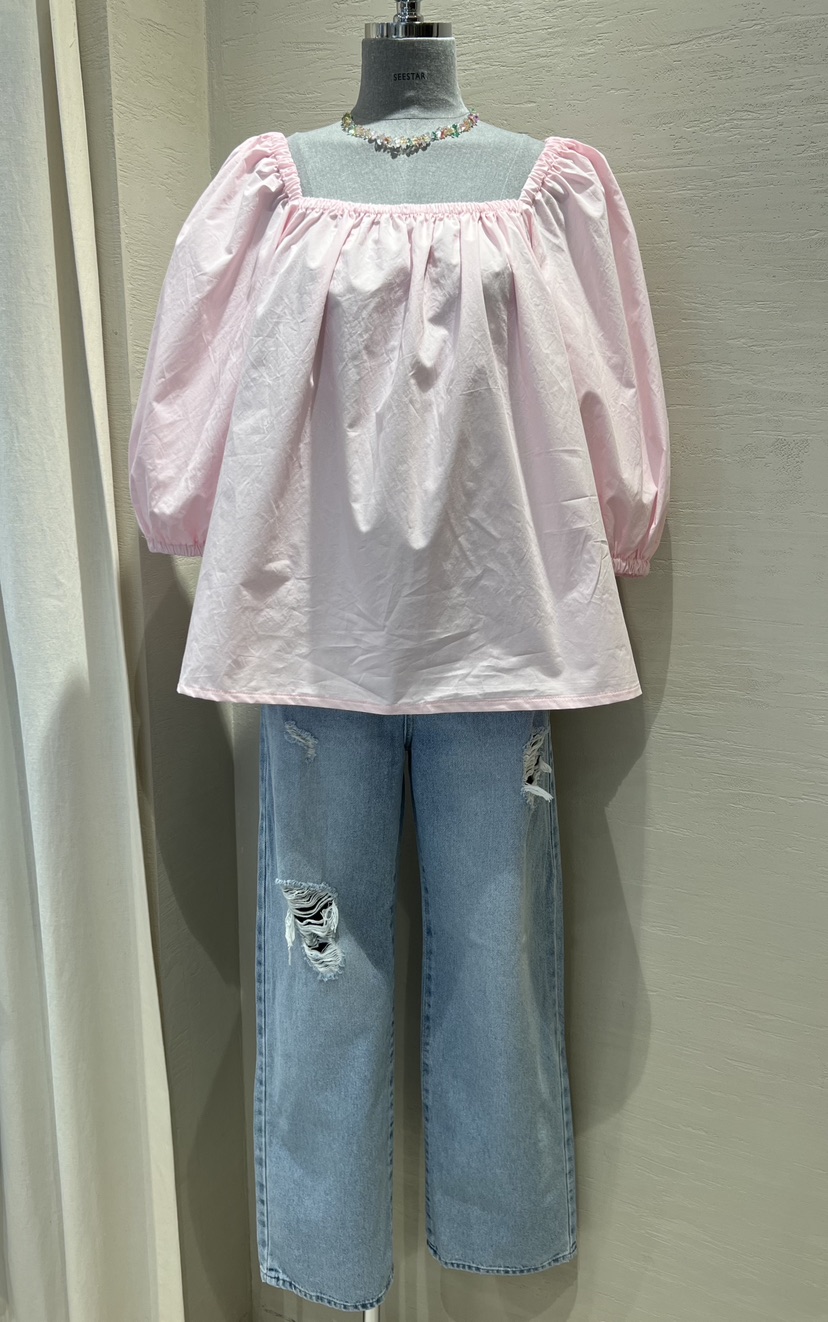 HI HIGH直郵韓國代購㊣女裝新款休閑人氣25春夏襯衫蕾絲衫露肩SEESTAR/hi high襯衫/蕾絲衫