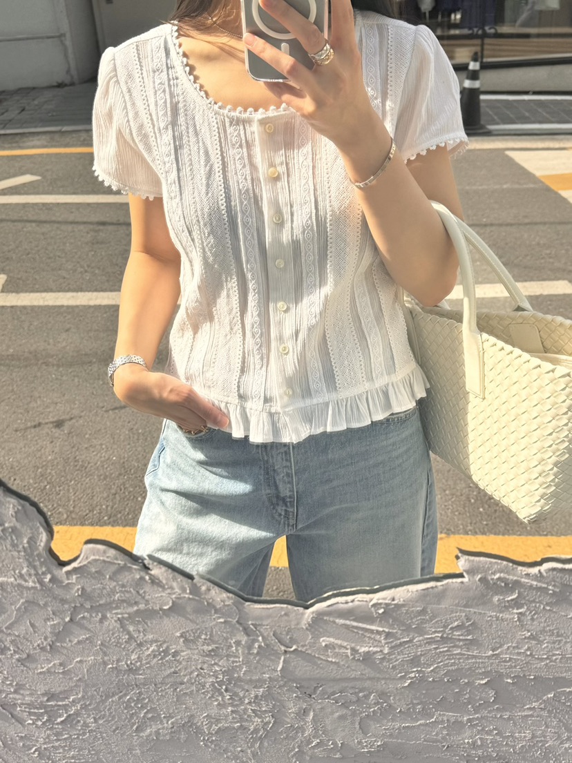 THE ABLE韓國直郵㊣女裝新款熱賣時尚推薦25春夏襯衫蕾絲衫THE ABLE/TA襯衫/蕾絲衫
