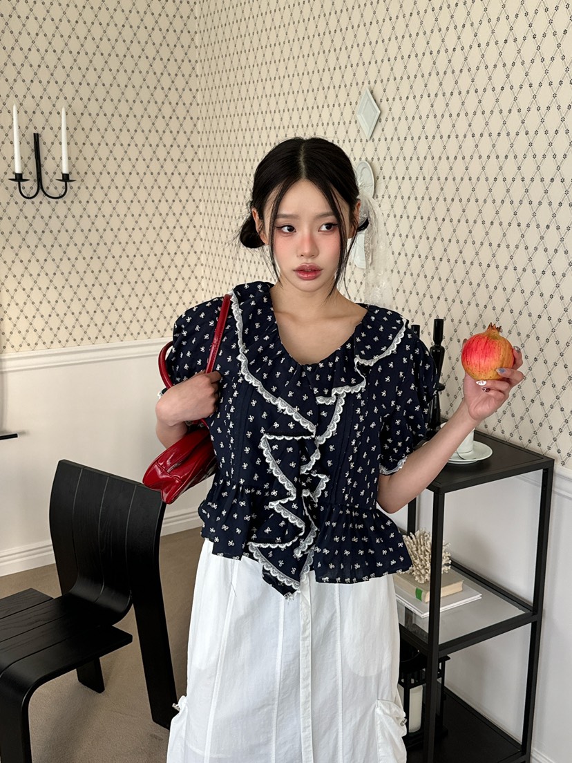 TRIPLE SEVEN韓國直郵㊣女裝新品推薦人氣時尚休閑襯衫蕾絲衫TRIPLE SEVEN襯衫/蕾絲衫