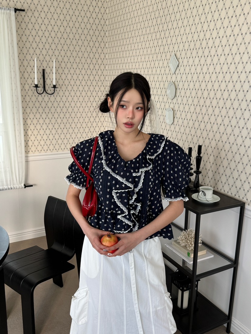 TRIPLE SEVEN韓國直郵㊣女裝新品推薦人氣時尚休閑襯衫蕾絲衫TRIPLE SEVEN襯衫/蕾絲衫