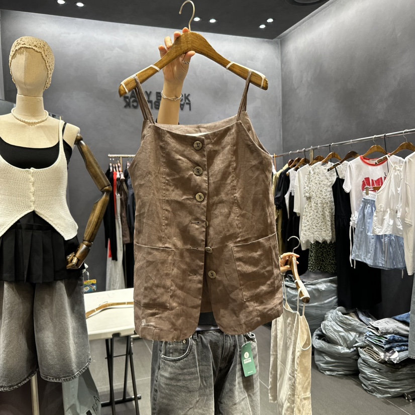 LADYBLACK韓國㊣直郵東大門代購女裝新品時尚推薦吊帶背心亞麻LADYBLACK吊帶/背心