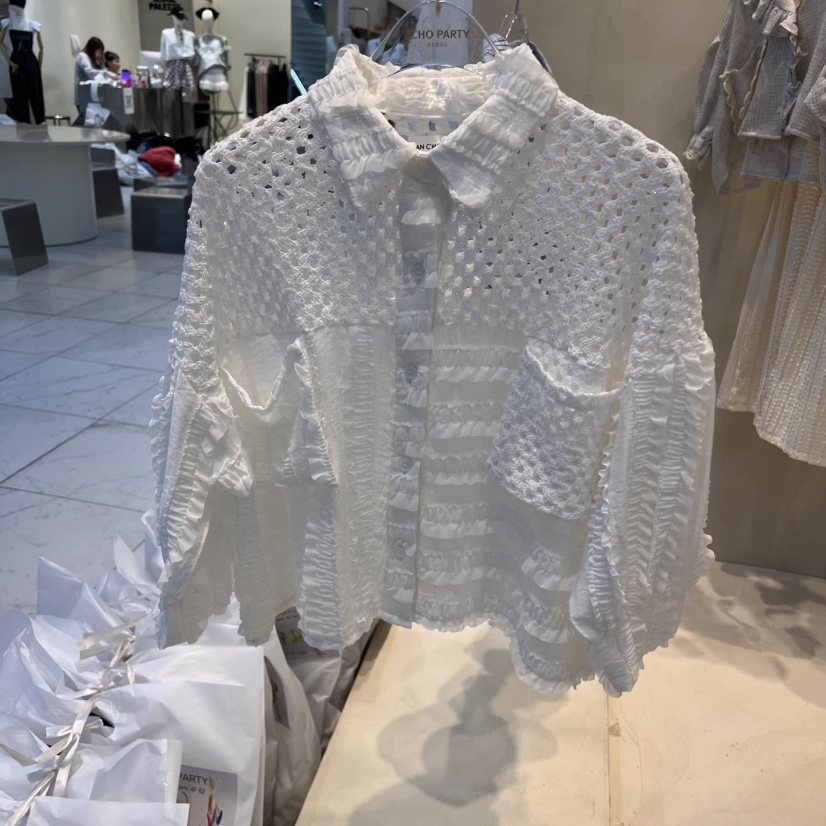 ECHOPARTY直郵韓國代購㊣女裝新品休閑熱賣推薦25春夏襯衫蕾絲衫ECHOPARTY襯衫/蕾絲衫