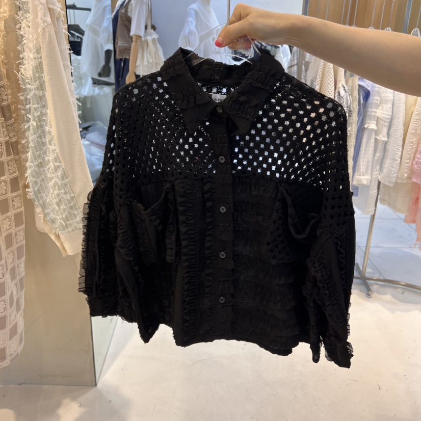 ECHOPARTY直郵韓國代購㊣女裝新品休閑熱賣推薦25春夏襯衫蕾絲衫ECHOPARTY襯衫/蕾絲衫圖色2