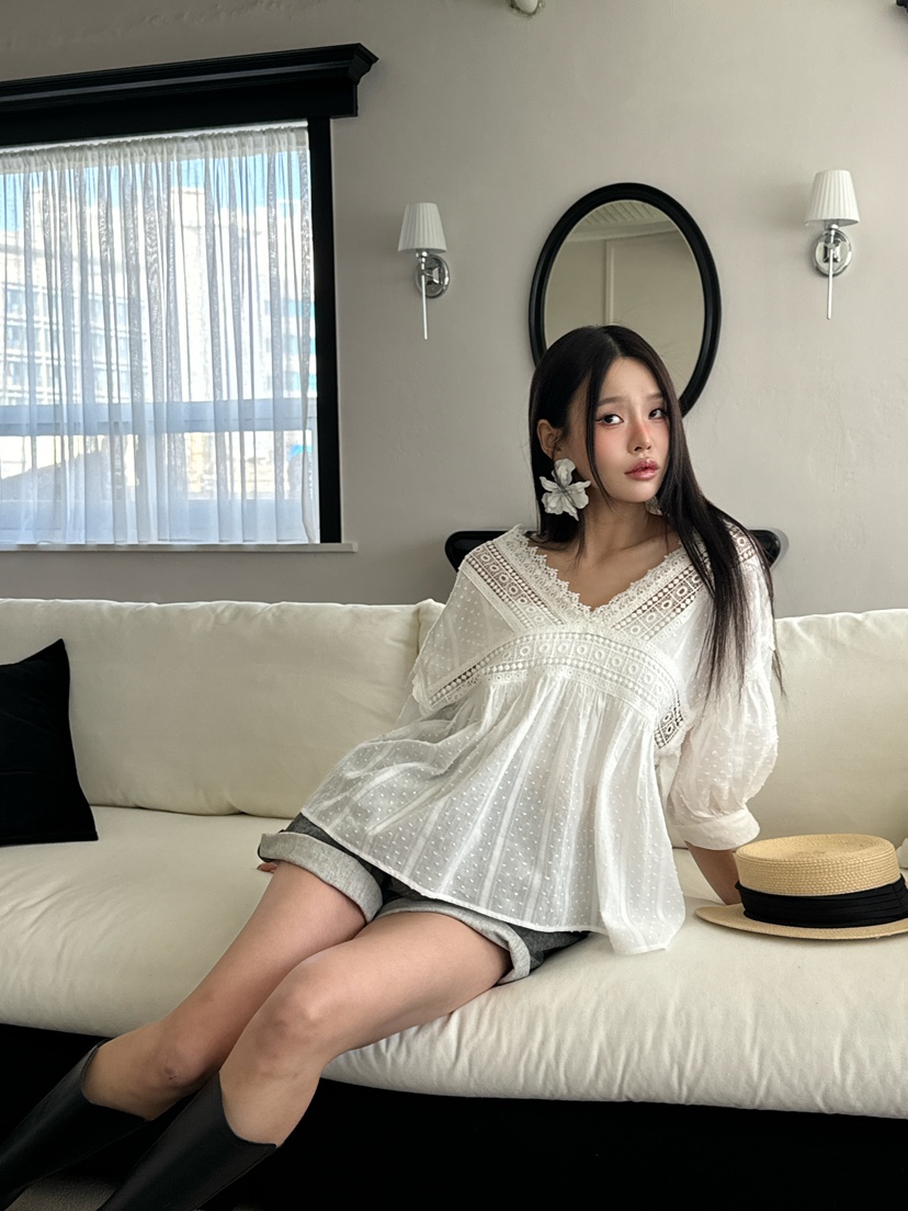 TRIPLE SEVEN韓國直郵㊣女裝新品推薦熱賣時尚人氣襯衫蕾絲衫TRIPLE SEVEN襯衫/蕾絲衫