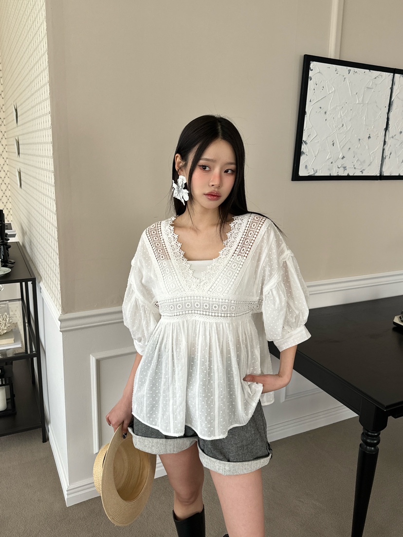 TRIPLE SEVEN韓國直郵㊣女裝新品推薦熱賣時尚人氣襯衫蕾絲衫TRIPLE SEVEN襯衫/蕾絲衫