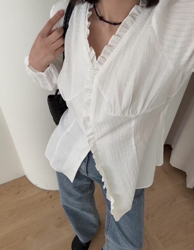 RAY_COMPANY東大門代購女士新品人氣休閑熱賣襯衫蕾絲衫荷葉邊RAY_COMPANY襯衫/蕾絲衫