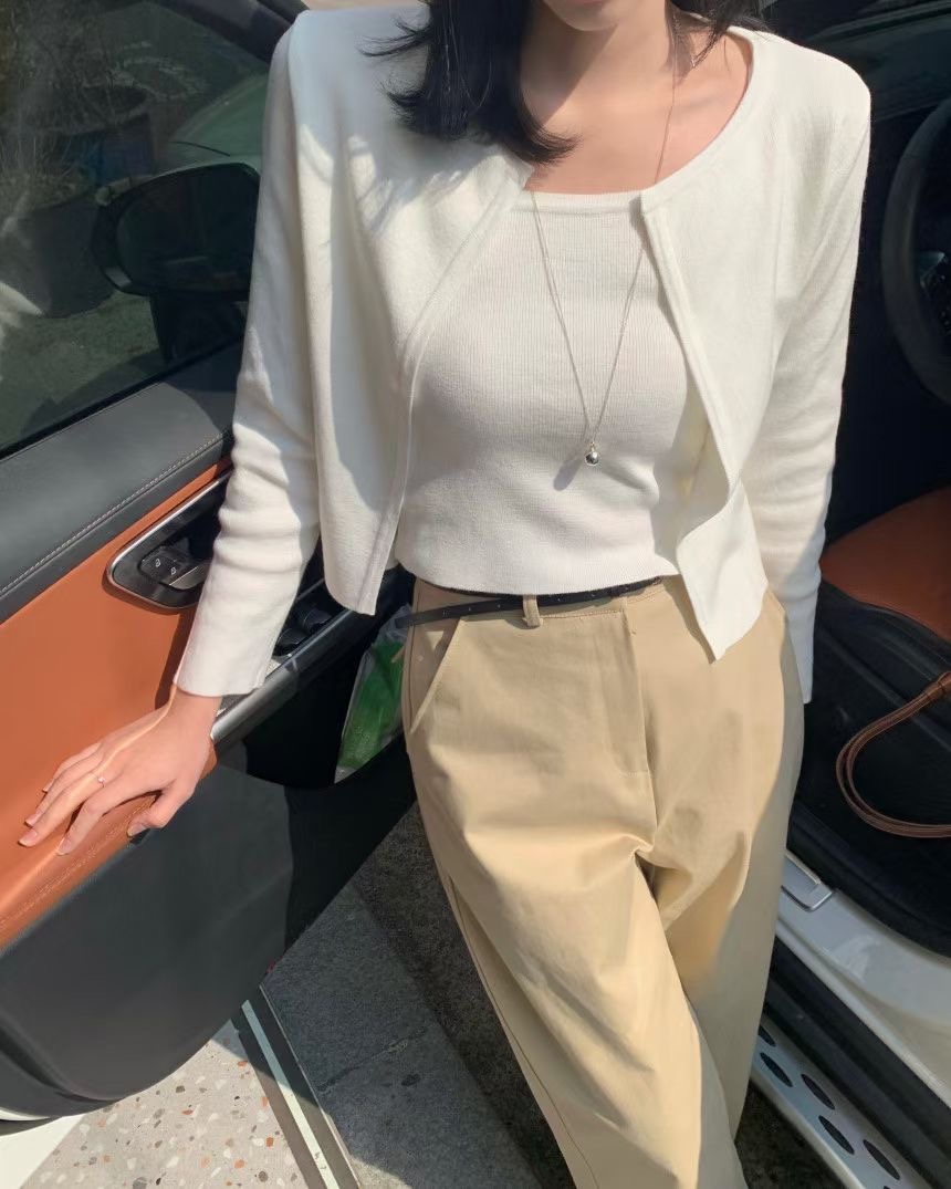 WEARME東大門代購女士新款25春夏推薦人氣時尚熱賣套裝開衫絨WEARME套裝圖色2