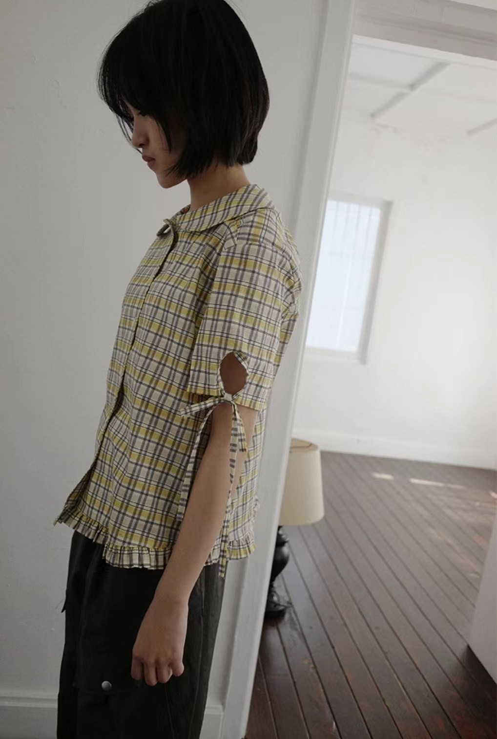 I I東大門實拍女裝新款真品職業熱賣推薦時尚襯衫蕾絲衫格紋ITSSONG襯衫/蕾絲衫