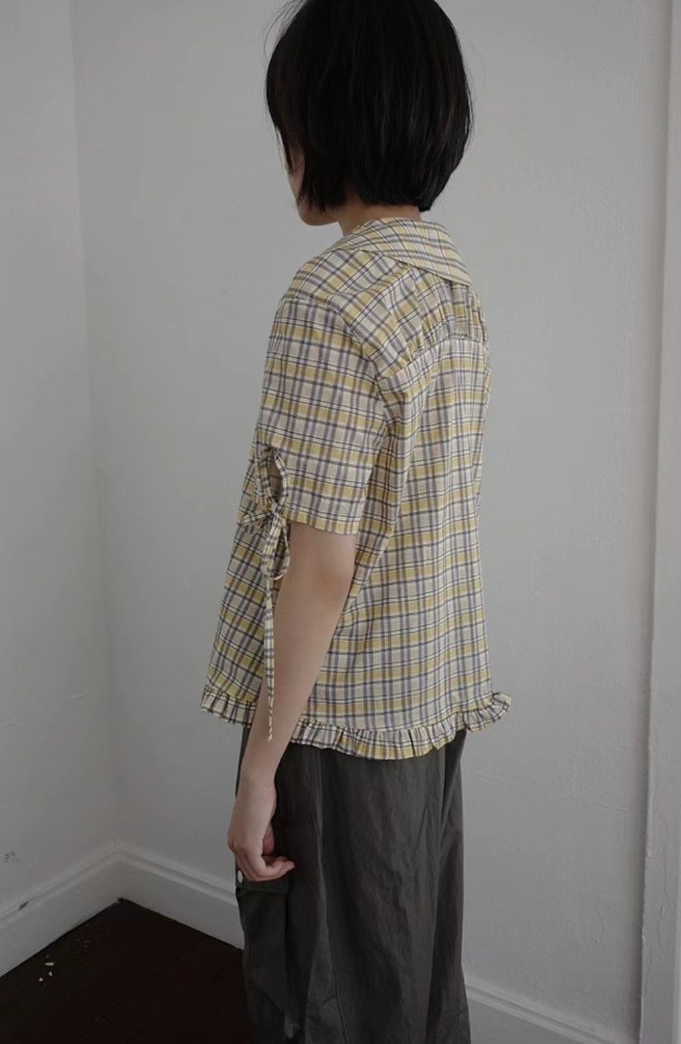 I I東大門實拍女裝新款真品職業熱賣推薦時尚襯衫蕾絲衫格紋ITSSONG襯衫/蕾絲衫
