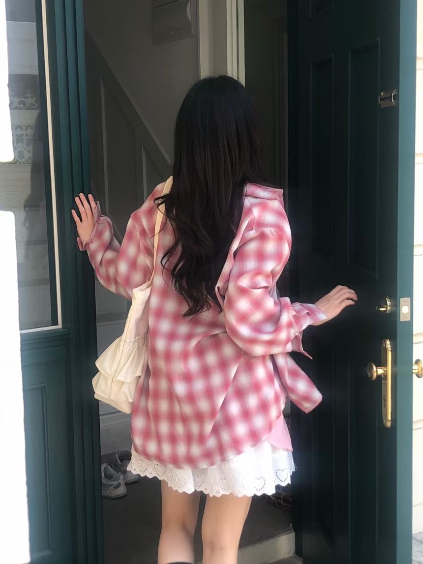 WEARME東大門代購女裝新品真品推薦熱賣時尚襯衫蕾絲衫格紋WEARME襯衫/蕾絲衫