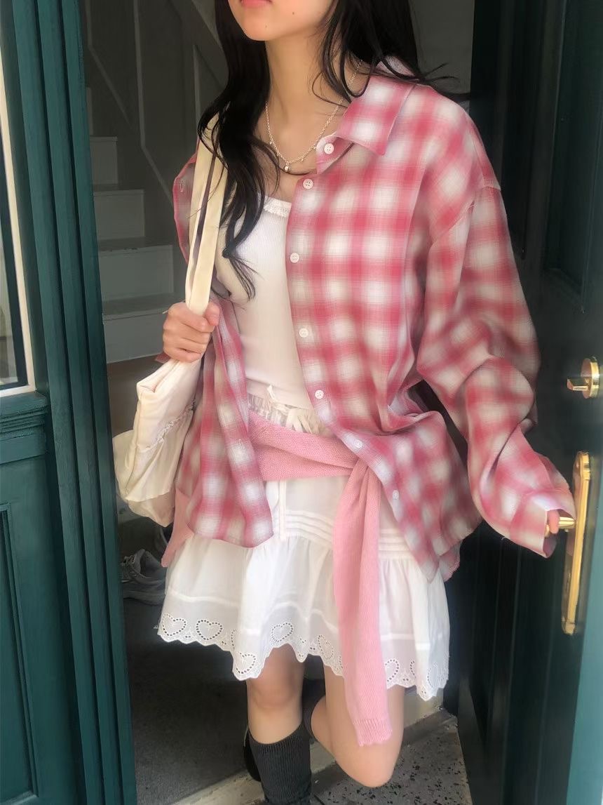WEARME東大門代購女裝新品真品推薦熱賣時尚襯衫蕾絲衫格紋WEARME襯衫/蕾絲衫