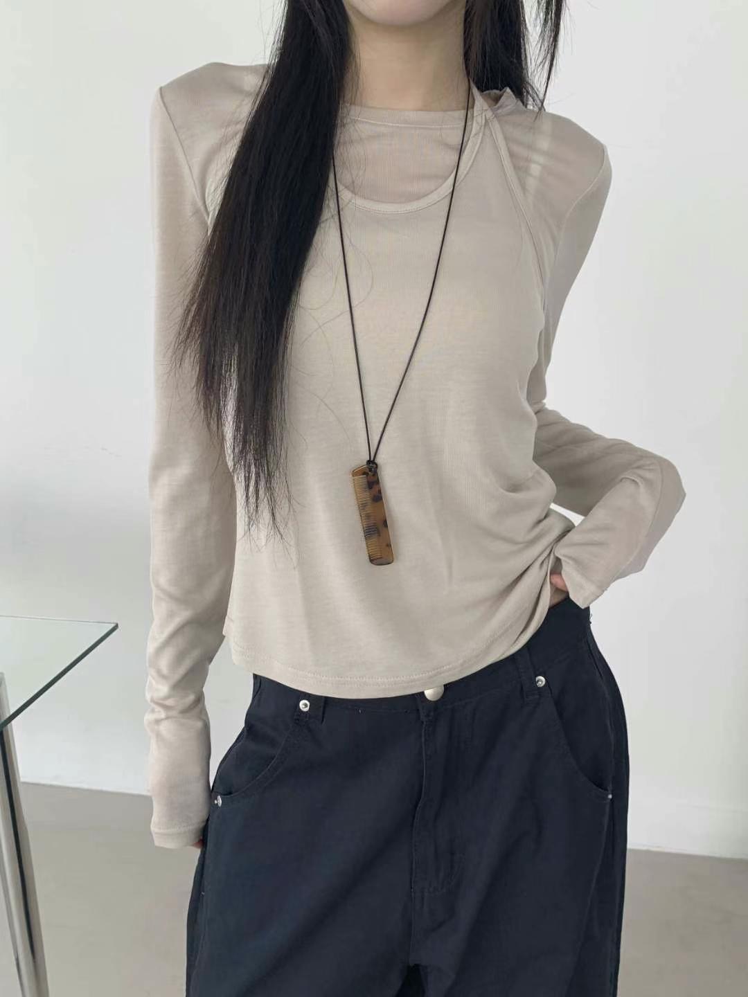 THENEEDS東大門實拍女士新款人氣職業時尚推薦25春夏長袖T恤THENEEDS長袖T恤圖色2