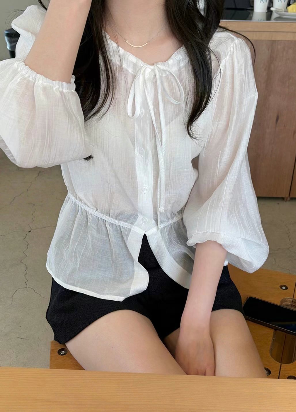 OLZE-올제-T東大門直郵女裝新款時尚熱賣25春夏襯衫蕾絲衫OLZE-올제-T襯衫/蕾絲衫