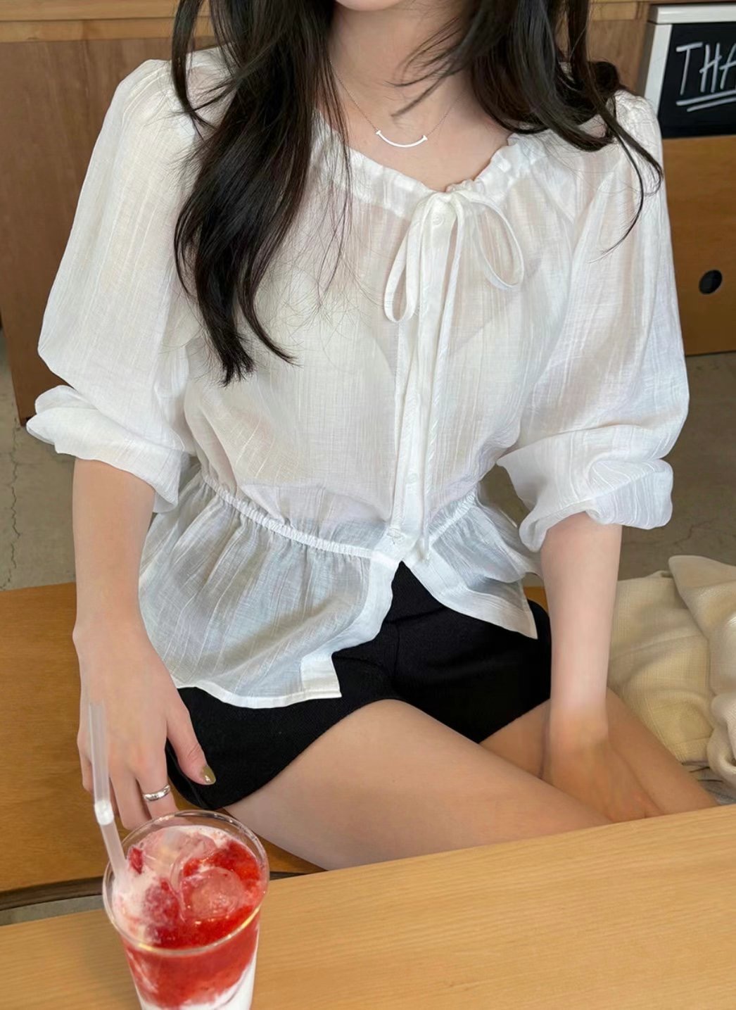 OLZE-올제-T東大門直郵女裝新款時尚熱賣25春夏襯衫蕾絲衫OLZE-올제-T襯衫/蕾絲衫