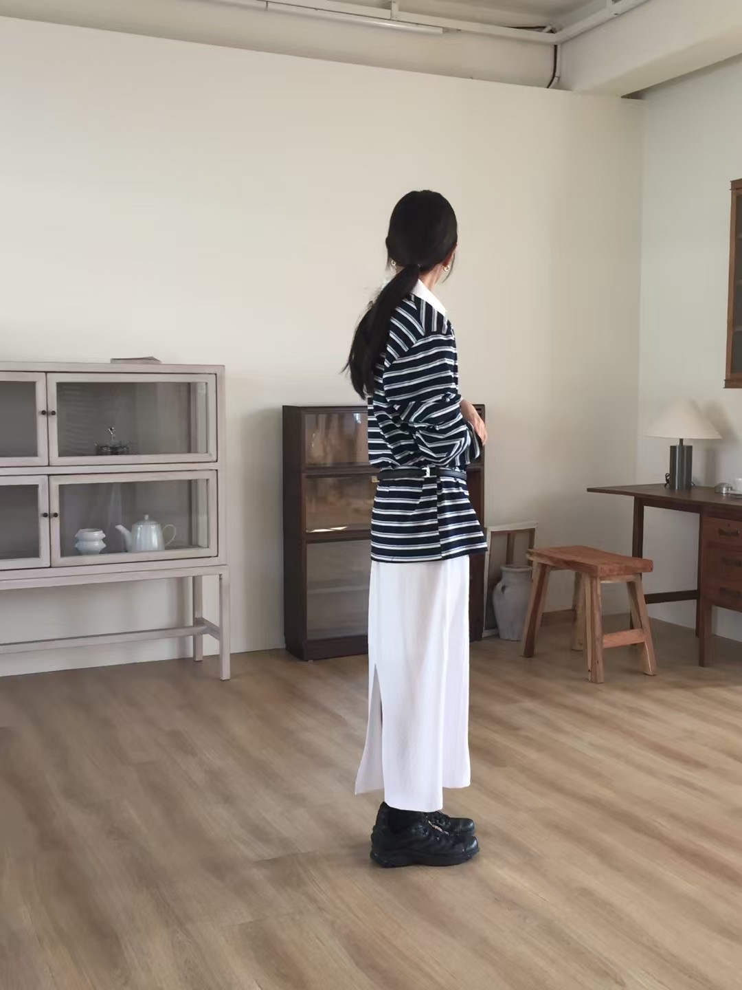 PROPER 프로퍼東大門實拍女裝新款休閑人氣熱賣長袖T恤條紋PROPER 프로퍼長袖T恤
