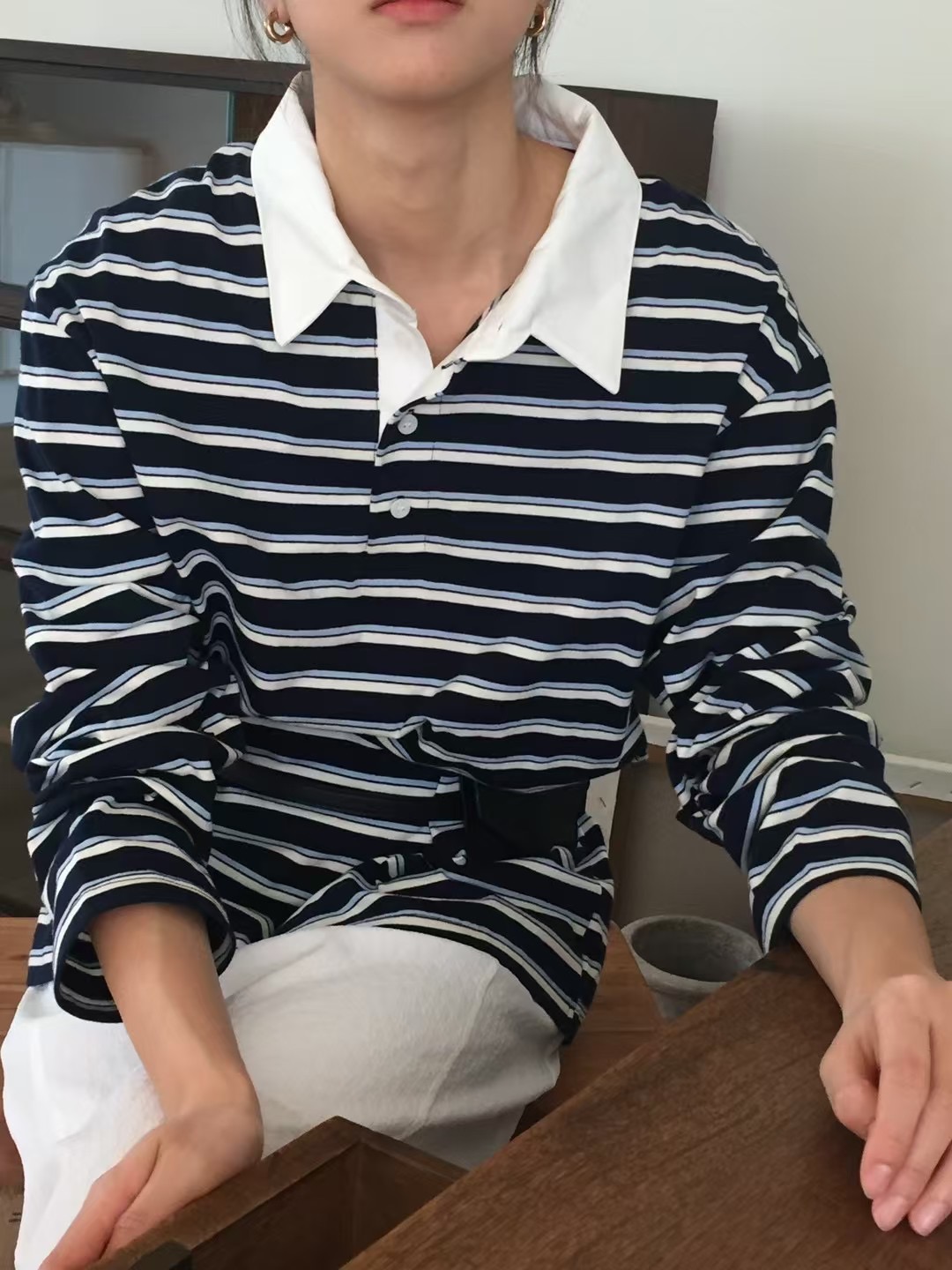 PROPER 프로퍼東大門實拍女裝新款休閑人氣熱賣長袖T恤條紋PROPER 프로퍼長袖T恤圖色2實際價格27000