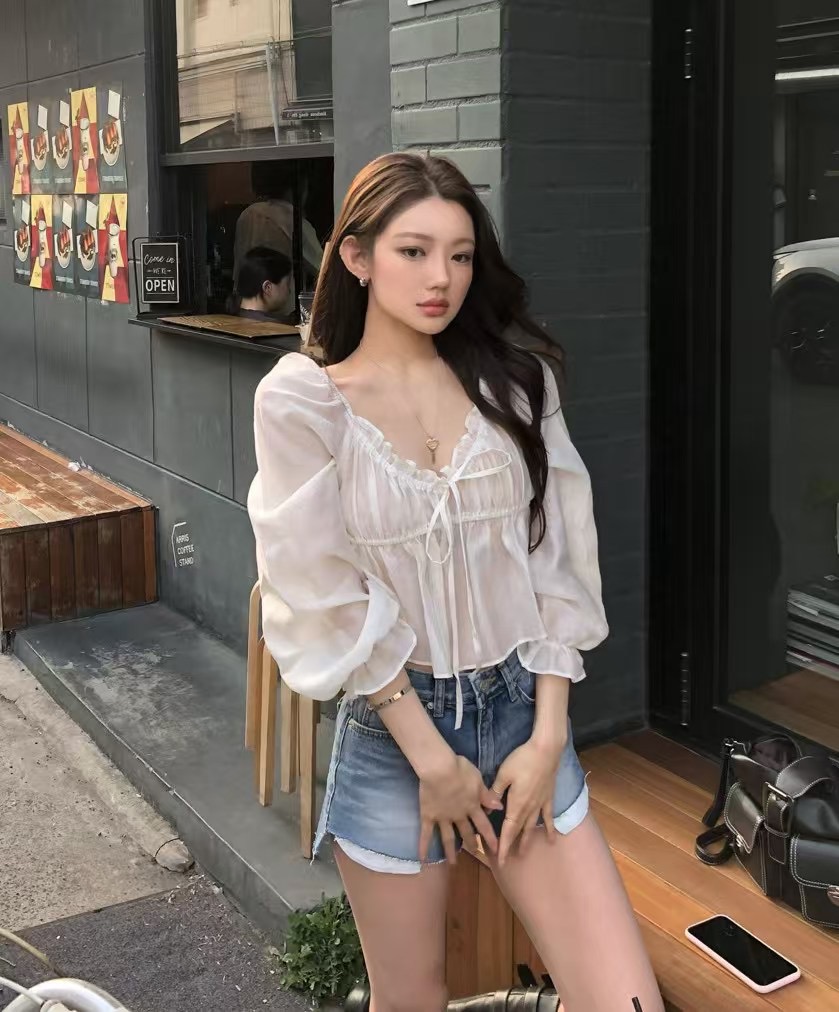 PLEASE東大門直郵女士新款職業人氣25春夏時尚推薦襯衫蕾絲衫PLEASE襯衫/蕾絲衫